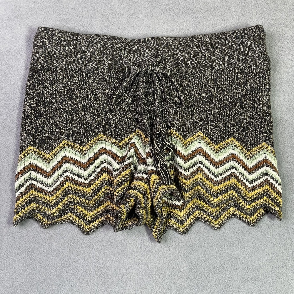 Ecoté Urban Outfitters Chevron Knit Shorts Womens XS Brown Boho Festival Beach